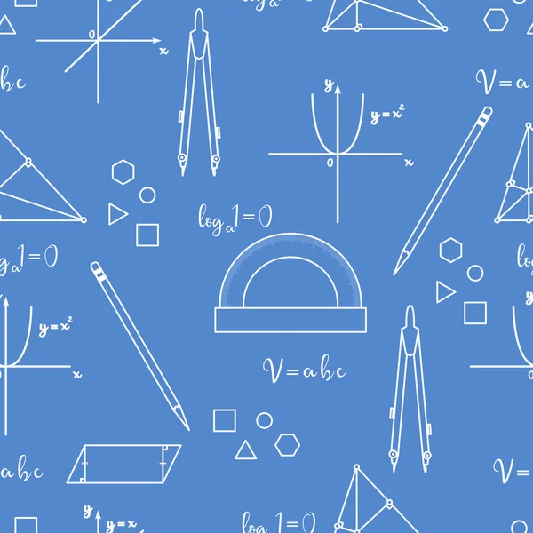 Matemáticas Patrón Sin Fisuras Vector Científico Con Diagramas Geometría Herramientas — Vector de stock