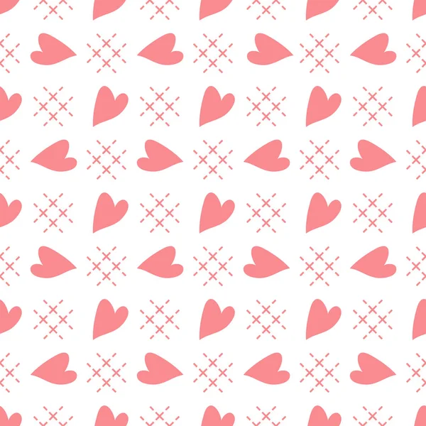 Schattig Naadloze Patroon Met Harten Happy Valentine Day Romantische Achtergrond — Stockvector