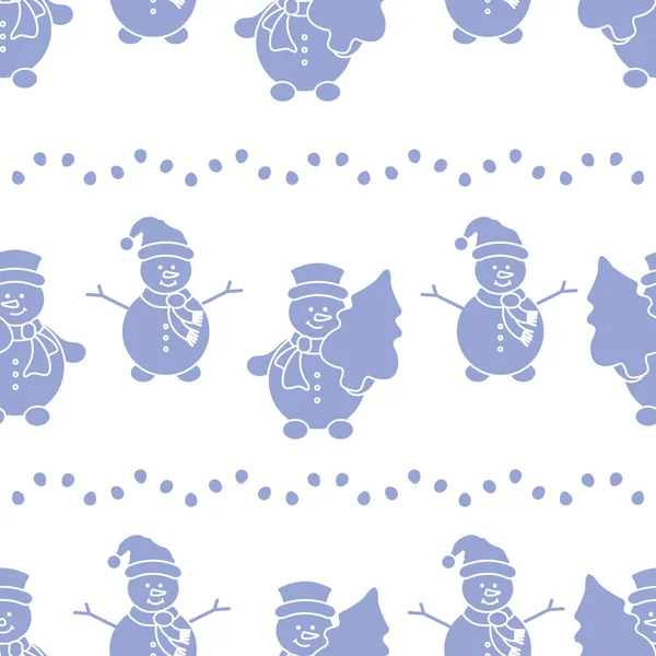 Happy New Year 2019 Christmas Seamless Pattern Vector Illustration Snowman — Stock Vector