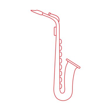 Saksafon ile vektör çizim. Klasik müzik nefesli/üflemeli saz.