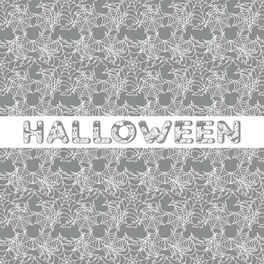 Cadılar Bayramı vektör seamless modeli ile web ve yarasa. Parti kartı, sarma, kumaş, yazdırma için tasarım.