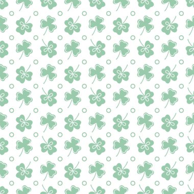 Yonca yaprağı ile Seamless modeli. Shamrock arka plan. Aziz Patrick günü. Banner için tasarım ve baskı.