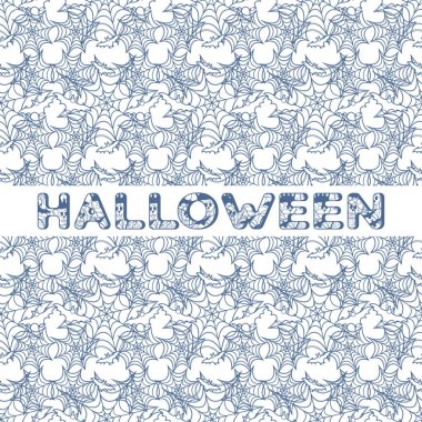 Cadılar Bayramı vektör seamless modeli ile web ve yarasa. Parti kartı, sarma, kumaş, yazdırma için tasarım.