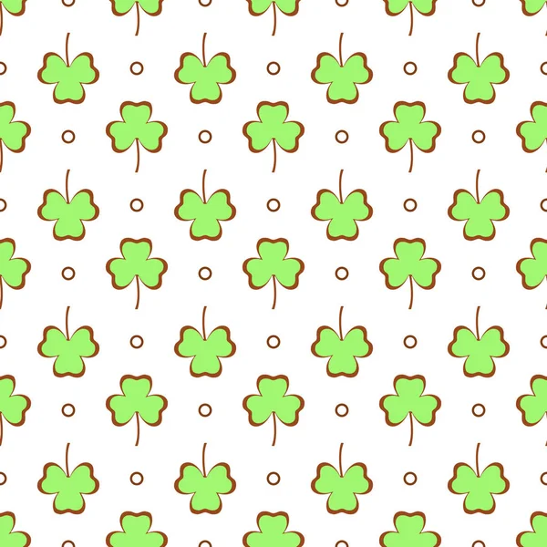 Nahtloses Muster Mit Kleeblättern Shamrock Hintergrund Patrick Day Design Für — Stockvektor