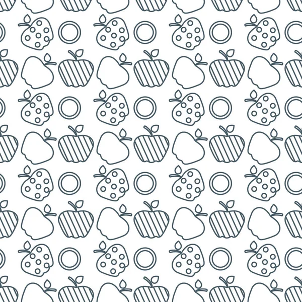 Seamless Pattern Apples Vector Illustration Apple Leaf Fruit Background Design — Stock Vector