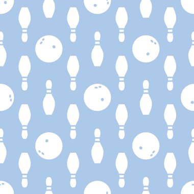 Bowling pin ve kaseler ile seamless modeli. Spor tema. Oyunlar, Hobiler, eğlence. Başlık sayfası, poster veya baskı için tasarım.
