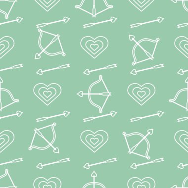 Yay, ok, hedef, kalpleri ile Seamless modeli. Tebrik kartı Sevgililer günün kutlu olsun. Romantik arka plan. Başlık sayfası, poster veya baskı için tasarım.