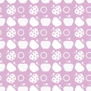 Elma ile Seamless modeli. Apple ve yaprak ile vektör çizim. Meyve arka plan. Tasarım poster, tekstil, tebrik kartı.