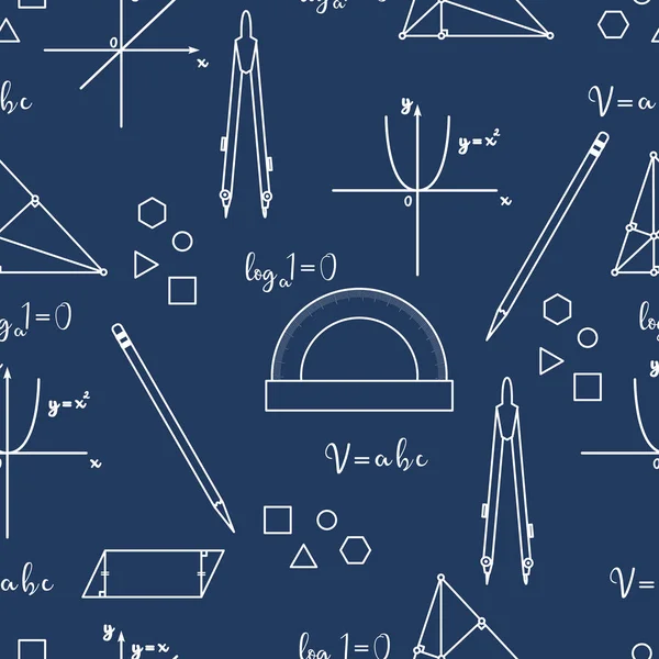 Matemáticas Patrón Sin Fisuras Vector Científico Con Diagramas Geometría Herramientas — Vector de stock