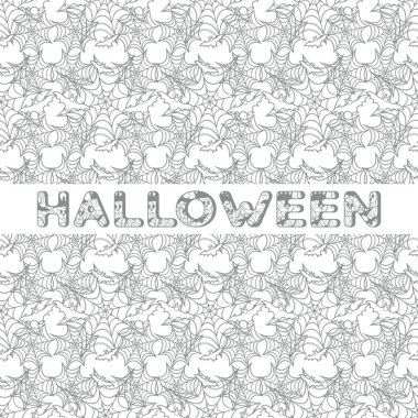 Cadılar Bayramı vektör seamless modeli ile web ve yarasa. Parti kartı, sarma, kumaş, yazdırma için tasarım.