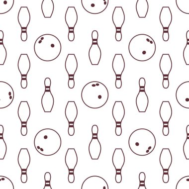 Bowling pin ve kaseler ile seamless modeli. Spor tema. Oyunlar, Hobiler, eğlence. Başlık sayfası, poster veya baskı için tasarım.