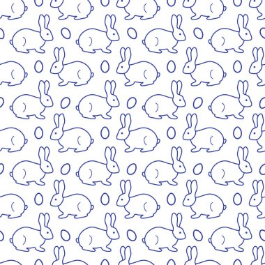 Paskalya tavşanı, yumurta ile Seamless modeli. Mutlu Paskalyalar. Festival arka plan. Başlık sayfası, poster veya baskı için tasarım.