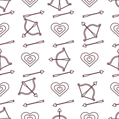 Yay, ok, hedef, kalpleri ile Seamless modeli. Tebrik kartı Sevgililer günün kutlu olsun. Romantik arka plan. Başlık sayfası, poster veya baskı için tasarım.