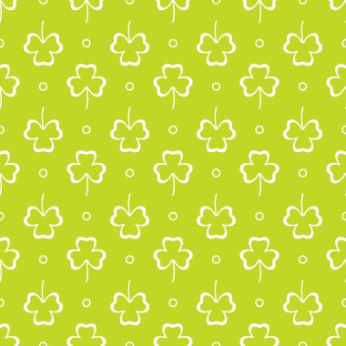 Yonca yaprağı ile Seamless modeli. Shamrock arka plan. Aziz Patrick günü. Banner için tasarım ve baskı.