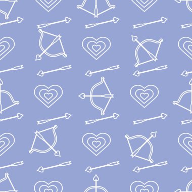 Yay, ok, hedef, kalpleri ile Seamless modeli. Tebrik kartı Sevgililer günün kutlu olsun. Romantik arka plan. Başlık sayfası, poster veya baskı için tasarım.