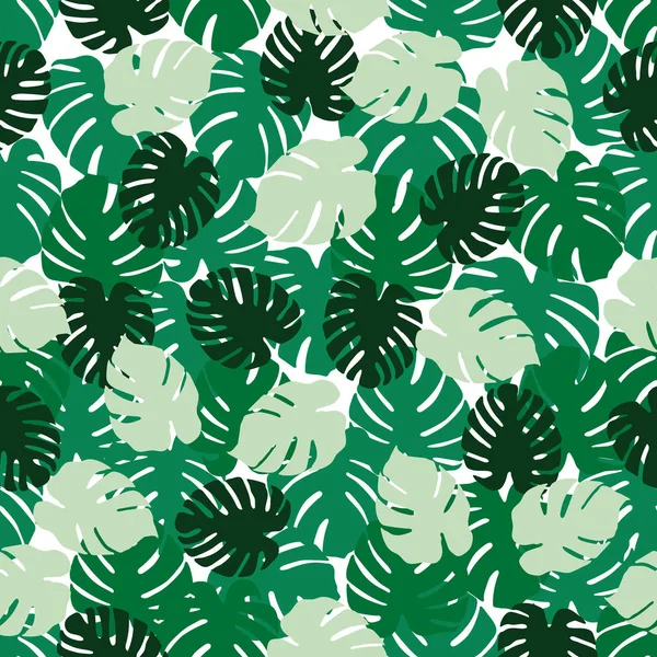 Padrão Sem Costura Com Folhas Monstera Fundo Tropical Design Para — Vetor de Stock