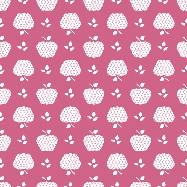 Elma ile Seamless modeli. Apple ve yaprak ile vektör çizim. Meyve arka plan. Tasarım poster, tekstil, tebrik kartı.