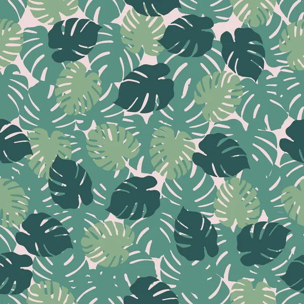 Padrão Sem Costura Com Folhas Monstera Fundo Tropical Design Para — Vetor de Stock