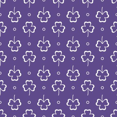 Yonca yaprağı ile Seamless modeli. Shamrock arka plan. Aziz Patrick günü. Banner için tasarım ve baskı.