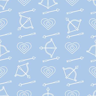 Yay, ok, hedef, kalpleri ile Seamless modeli. Tebrik kartı Sevgililer günün kutlu olsun. Romantik arka plan. Başlık sayfası, poster veya baskı için tasarım.