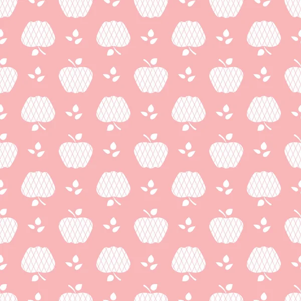 Elma ile Seamless modeli. Apple ve yaprak ile vektör çizim. Meyve arka plan. Tasarım poster, tekstil, tebrik kartı.