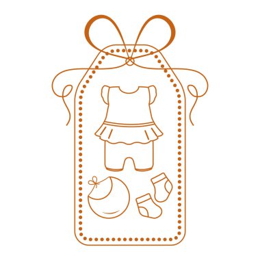 Vektör çizim bebek giysileri ile. Bib, çorap, gömlek. Yenidoğan için gerekli şeyler.