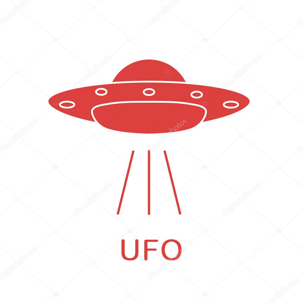 UFO vector illustration. Alien space ship. Futuristic unknown flying object. World UFO day.