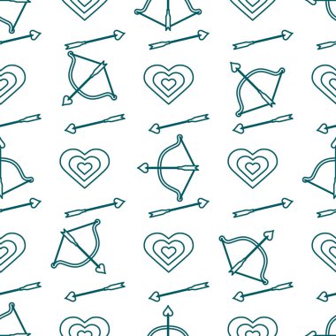 Yay, ok, hedef, kalpleri ile Seamless modeli. Tebrik kartı Sevgililer günün kutlu olsun. Romantik arka plan. Başlık sayfası, poster veya baskı için tasarım.