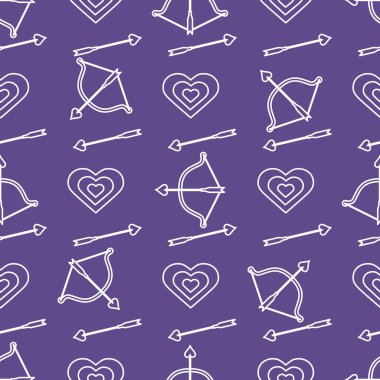 Yay, ok, hedef, kalpleri ile Seamless modeli. Tebrik kartı Sevgililer günün kutlu olsun. Romantik arka plan. Başlık sayfası, poster veya baskı için tasarım.