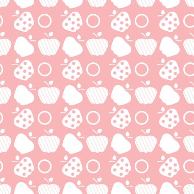 Elma ile Seamless modeli. Apple ve yaprak ile vektör çizim. Meyve arka plan. Tasarım poster, tekstil, tebrik kartı.