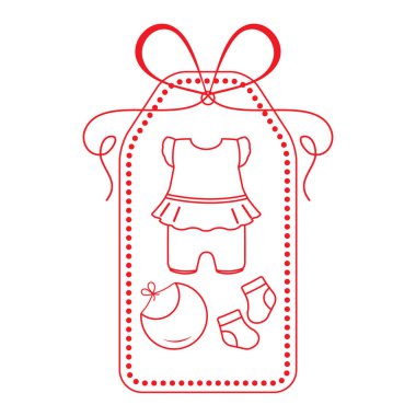 Vektör çizim bebek giysileri ile. Bib, çorap, gömlek. Yenidoğan için gerekli şeyler.