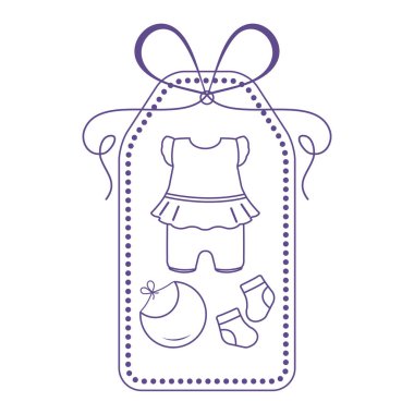 Vektör çizim bebek giysileri ile. Bib, çorap, gömlek. Yenidoğan için gerekli şeyler.