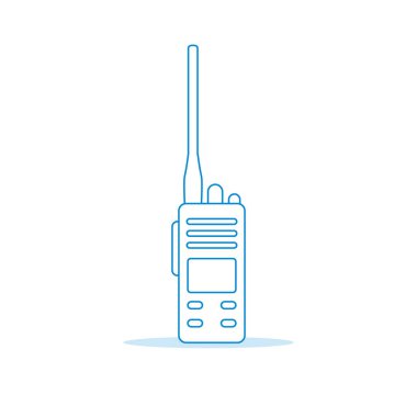 Vektör çizim ile walkie talkie. Taşınabilir radyo, iletişim ve güvenlik. Mobil alıcı-verici.