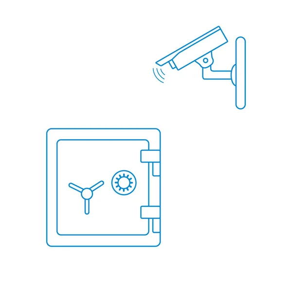 Illustrazione Vettoriale Con Telecamera Sicurezza Cassaforte Garantire Sicurezza Dei Risparmi — Vettoriale Stock