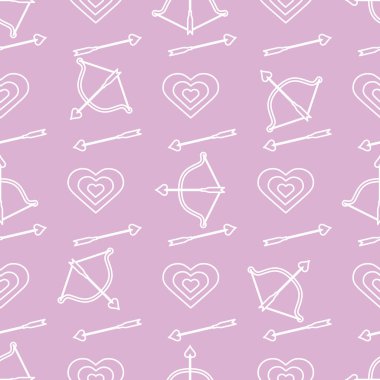 Yay, ok, hedef, kalpleri ile Seamless modeli. Tebrik kartı Sevgililer günün kutlu olsun. Romantik arka plan. Başlık sayfası, poster veya baskı için tasarım.