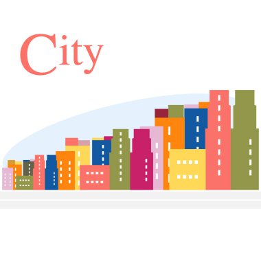 Cityscape ile vektör çizim. Kentsel peyzaj. Binalar. Şehir panoraması. Duyuru, reklam, afiş veya baskı için Tasarla.