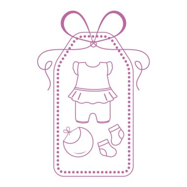 Vektör çizim bebek giysileri ile. Bib, çorap, gömlek. Yenidoğan için gerekli şeyler.