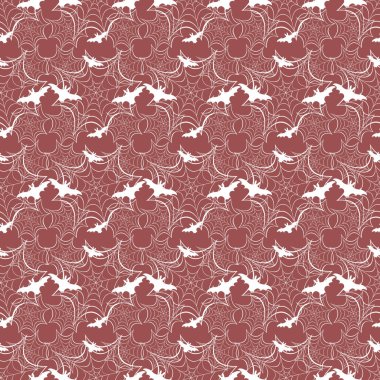 Cadılar Bayramı vektör seamless modeli ile web ve yarasa. Parti kartı, sarma, kumaş, yazdırma için tasarım.