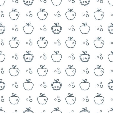 Elma ile Seamless modeli. Apple ve yaprak ile vektör çizim. Meyve arka plan. Tasarım poster, tekstil, tebrik kartı.