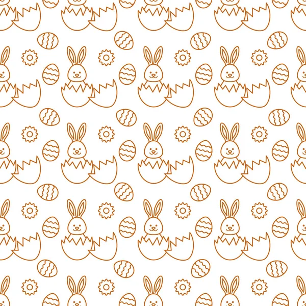 Paskalya yumurta dekore edilmiş ve bir yumurta dışında seyir Bunny ile Seamless modeli. Mutlu Paskalyalar. Festival arka plan. Başlık sayfası, poster veya baskı için tasarım.