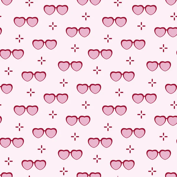 Patrón Sin Costuras Con Gafas Forma Corazón Tarjeta Felicitación Feliz — Archivo Imágenes Vectoriales