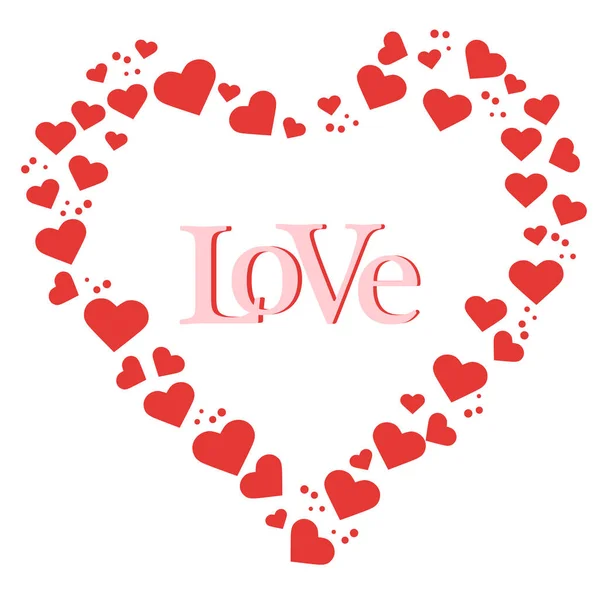 Vector Illustration Heart Composed Many Hearts Inscription Love Design Banner — Stock Vector
