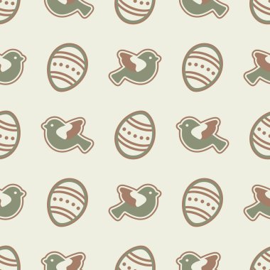 Vektör seamless modeli ile Paskalya yumurtaları, kuşlar. Mutlu Paskalyalar. Festival arka plan. Başlık sayfası, poster veya baskı için tasarım.