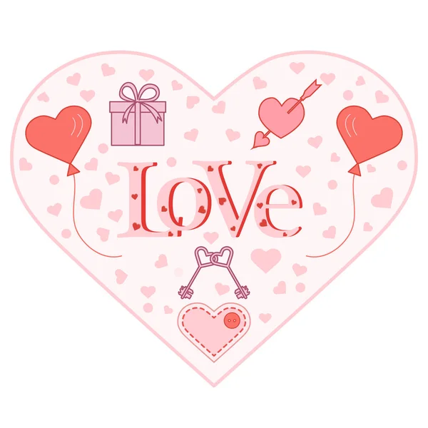 화살표 단추는 심장의 모양에 맞춘된 마음에 마음으로 사랑을 비문입니다 발렌타인 — 스톡 벡터
