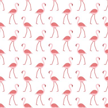 Flamingo ile Seamless modeli. Tropikal egzotik kuş arka plan. Tasarım poster ya da baskı için.
