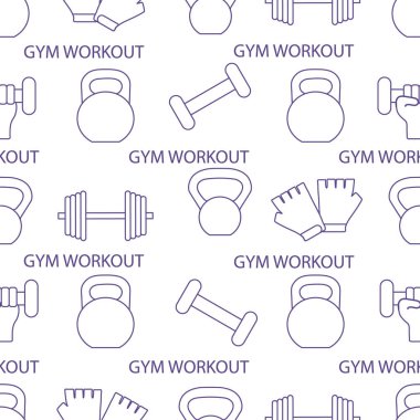 Kol dumbbells ile Seamless modeli dumbbells, eldiven, ile. Spor arka plan. Halter ekipman.