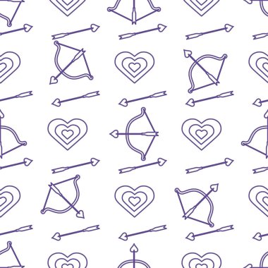 Yay, ok, hedef, kalpleri ile Seamless modeli. Tebrik kartı Sevgililer günün kutlu olsun. Romantik arka plan. Başlık sayfası, poster veya baskı için tasarım.