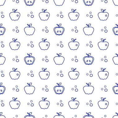 Elma ile Seamless modeli. Apple ve yaprak ile vektör çizim. Meyve arka plan. Tasarım poster, tekstil, tebrik kartı.