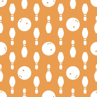 Bowling pin ve kaseler ile seamless modeli. Spor tema. Oyunlar, Hobiler, eğlence. Başlık sayfası, poster veya baskı için tasarım.