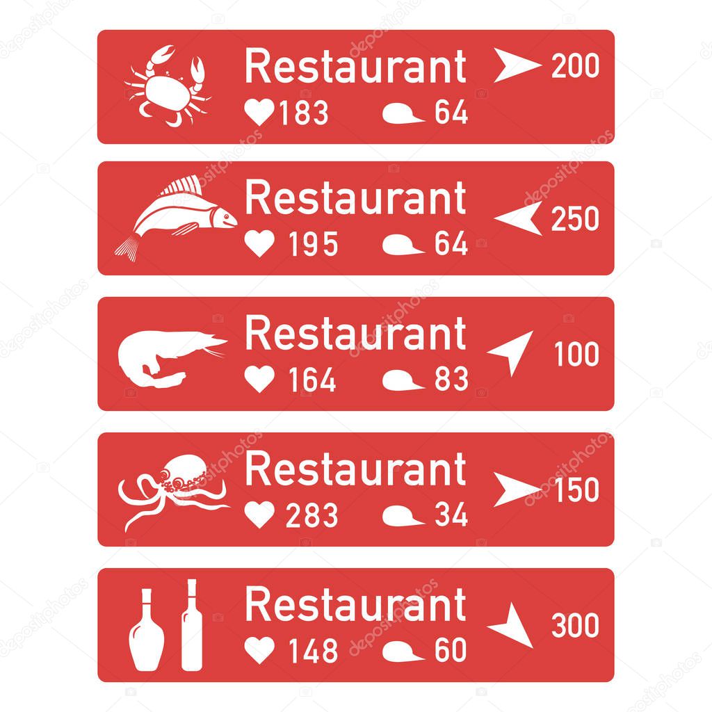 Application of augmented reality: AR for navigation in city or shopping center. Choosing fish restaurant by location, comments and likes.